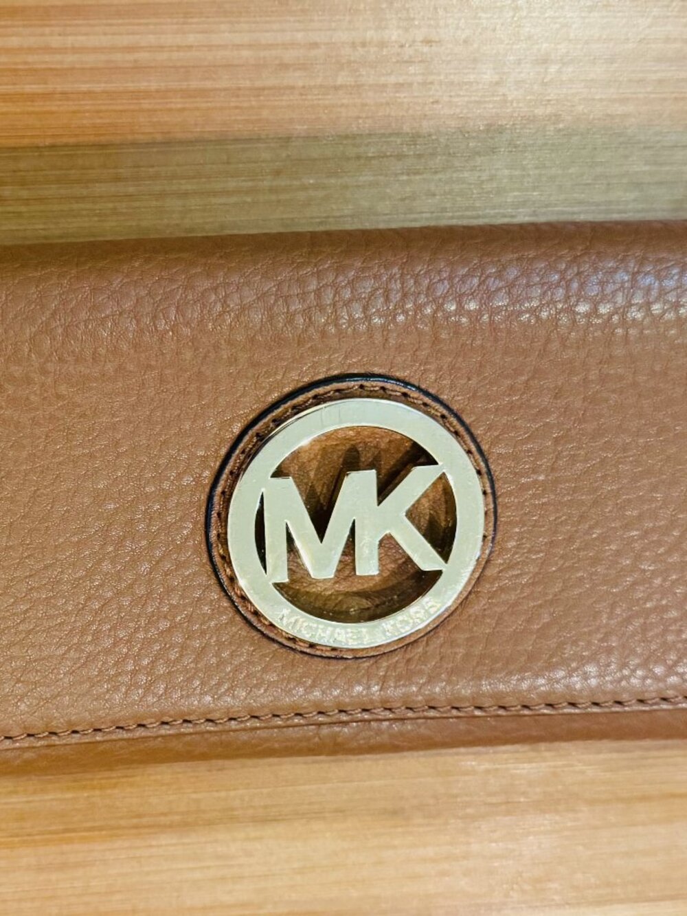 Michael Kors Brown Saffiano Leather Flap Continental Wallet